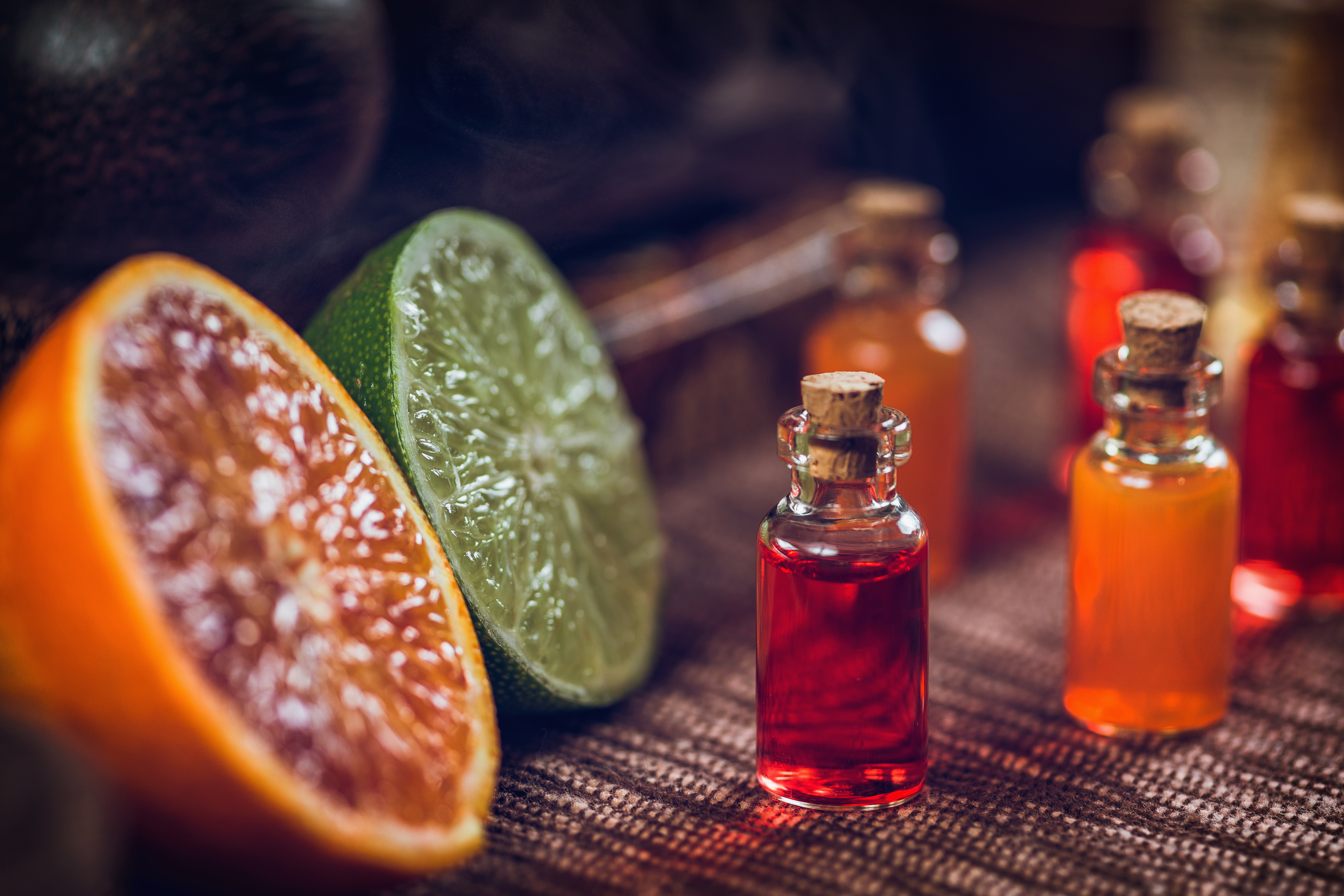 Aromatherapy Citrus Splash Orange, Lemon, Lime, and may chang Mandarin essential oils with a end note of basil. Fruity and fresh this blend is vibrant but not overpowering.